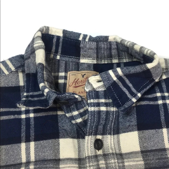 BF254 Mens American Eagle Heritage Flannel Button Down Shirt S - Picture 3 of 4